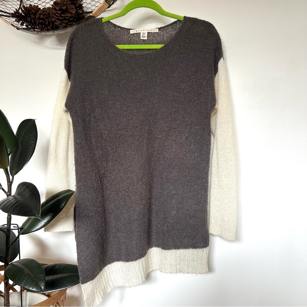Max Studio Mohair Asymmetrical Long Sleeve Sweater